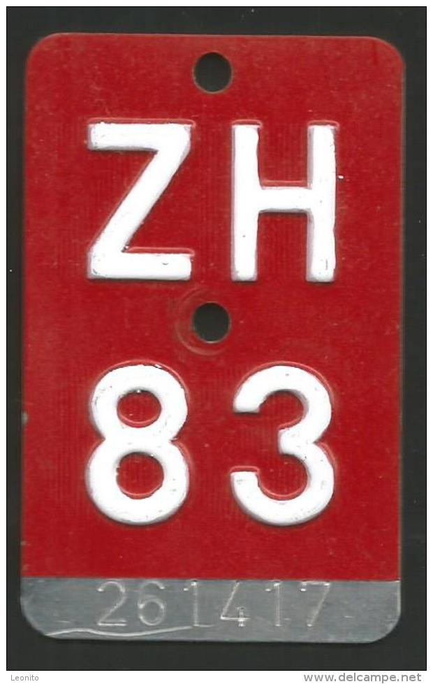 Velonummer Zürich ZH 83 - Kennzeichen & Nummernschilder