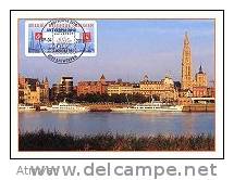 BELGIQUE / BELGIUM (2010) - Carte Maximum Card - ATM Amiel 2010 - ANTVERPIA 2010 - Antwerpen, River, Ship, Cathedral - 2001-2010