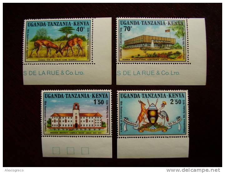 KUT 1972 10th.Anniv UGANDAN INDEPENDENCE  Issue 4 Values To 2/50  MNH. - Kenya, Uganda & Tanzania