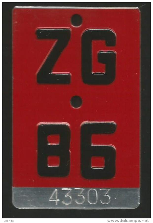 Velonummer Zug ZG 86 - Plaques D'immatriculation