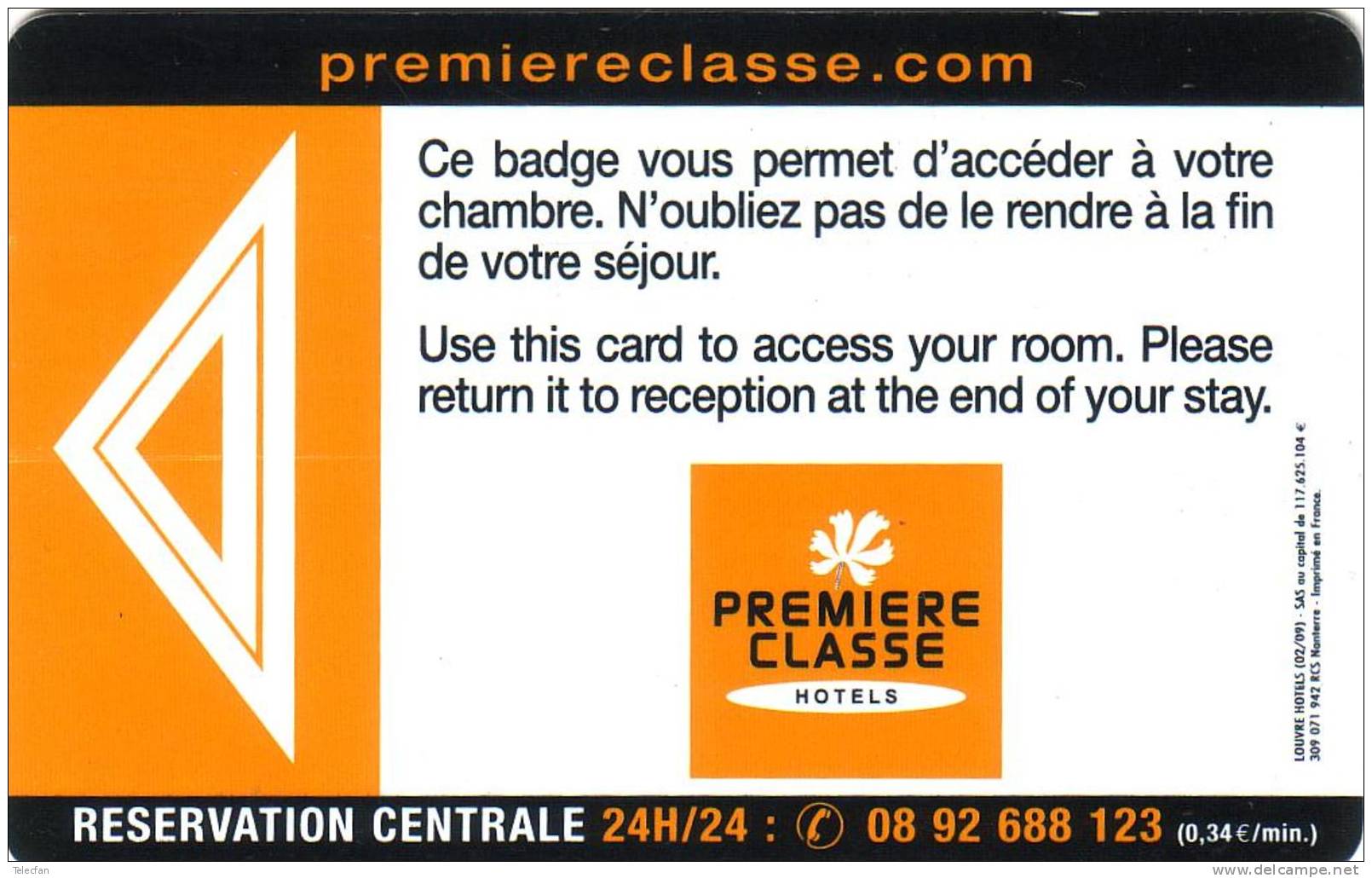 FRANCE CLE HOTEL KEY PREMIERE CLASSE ROUEN SUPERBE - Hotelzugangskarten