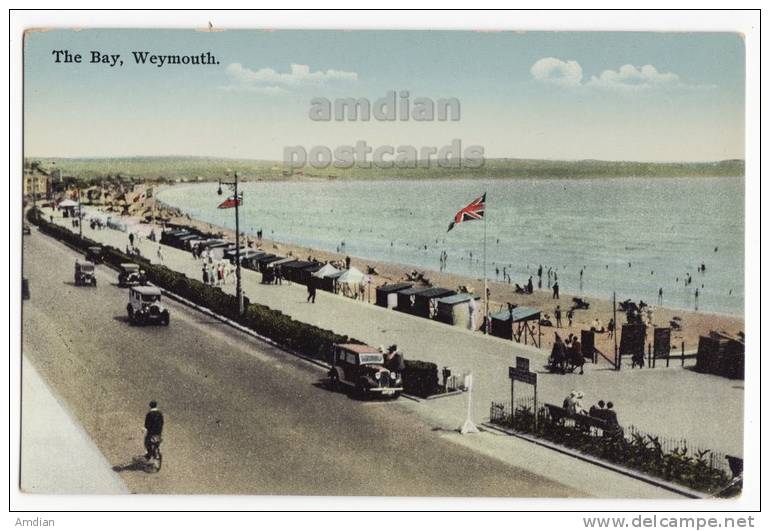 CARS On THE BAY ~ WEYMOUTH UK ~ C1910-20s Vintage Postcard ~ England ~ Dorset - Weymouth