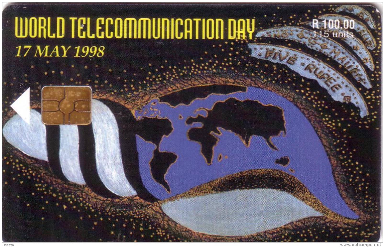 MAURICE WORLD TELECOMMUNICATIONS DAY 17 MAY 1998 20000 EX SUPERBE  UT - Maurice