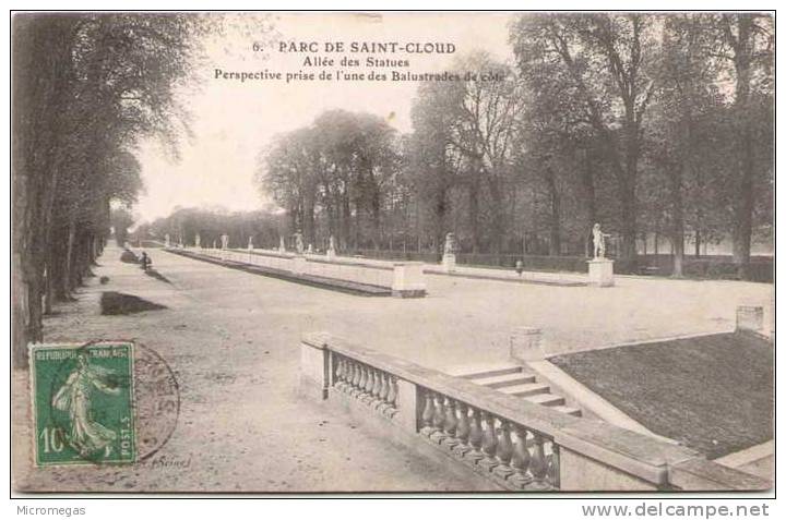 Parc De SAINT-CLOUD - Allée Des Statues - Perspective Prise De L'une Des Balustrades De Côté - Saint Cloud