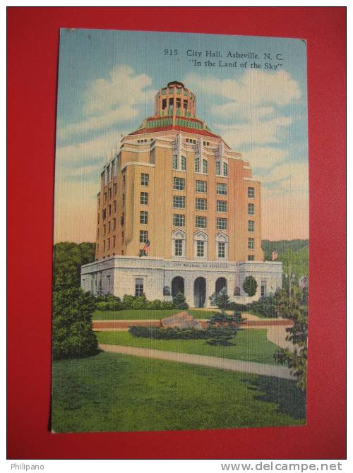 Asheville Nc-- City Hall     Linen ----  ====    -- Ref 229 - Asheville