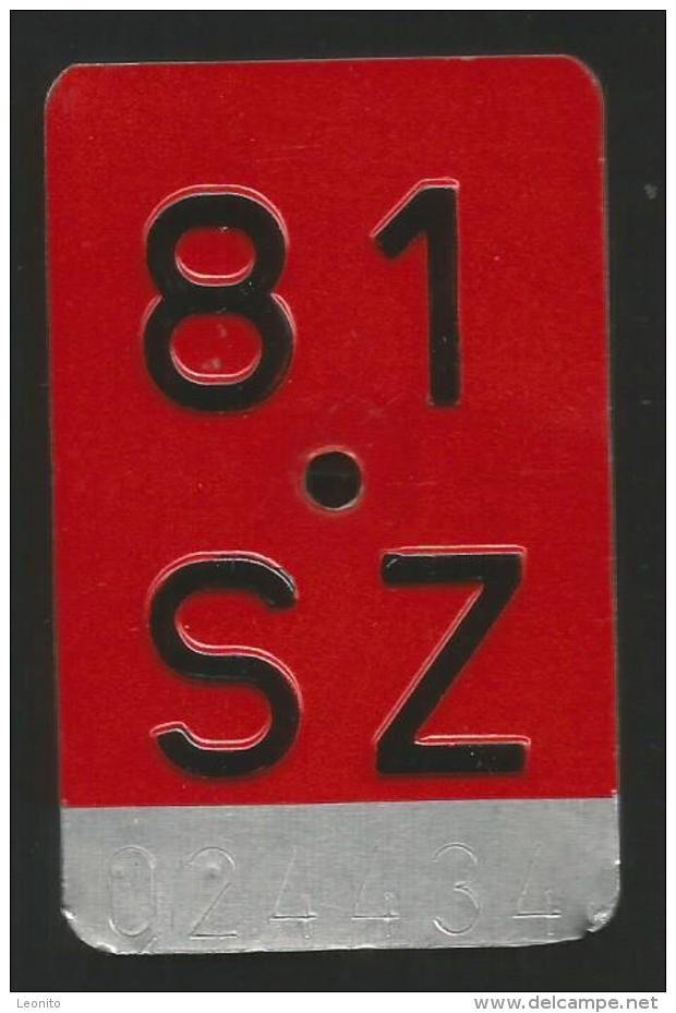 Velonummer Schwyz SZ 81 - Plaques D'immatriculation