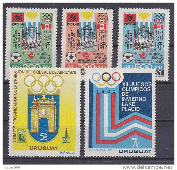 Uruguay, Nr 1313/1315, 1522/1523 **, Michel = 18 Euro (XX16826) - Hiver 1980: Lake Placid
