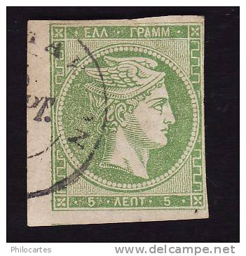 GRECE  1861 -  Y&T  3 Vert Jaune  -   Oblitéré - Cote 175e - Used Stamps