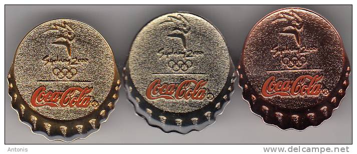 AUSTRALIA - Set 3 Pins(gold-silver-bronze), Coca Cola, Sydney 2000 Olympics, Unused - Jeux Olympiques