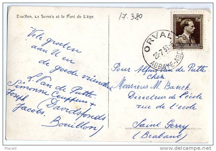 17380   Belgio,   Bouillon,  La Semois Et Le  Pont De Liege,  VG  1956 - Bouillon