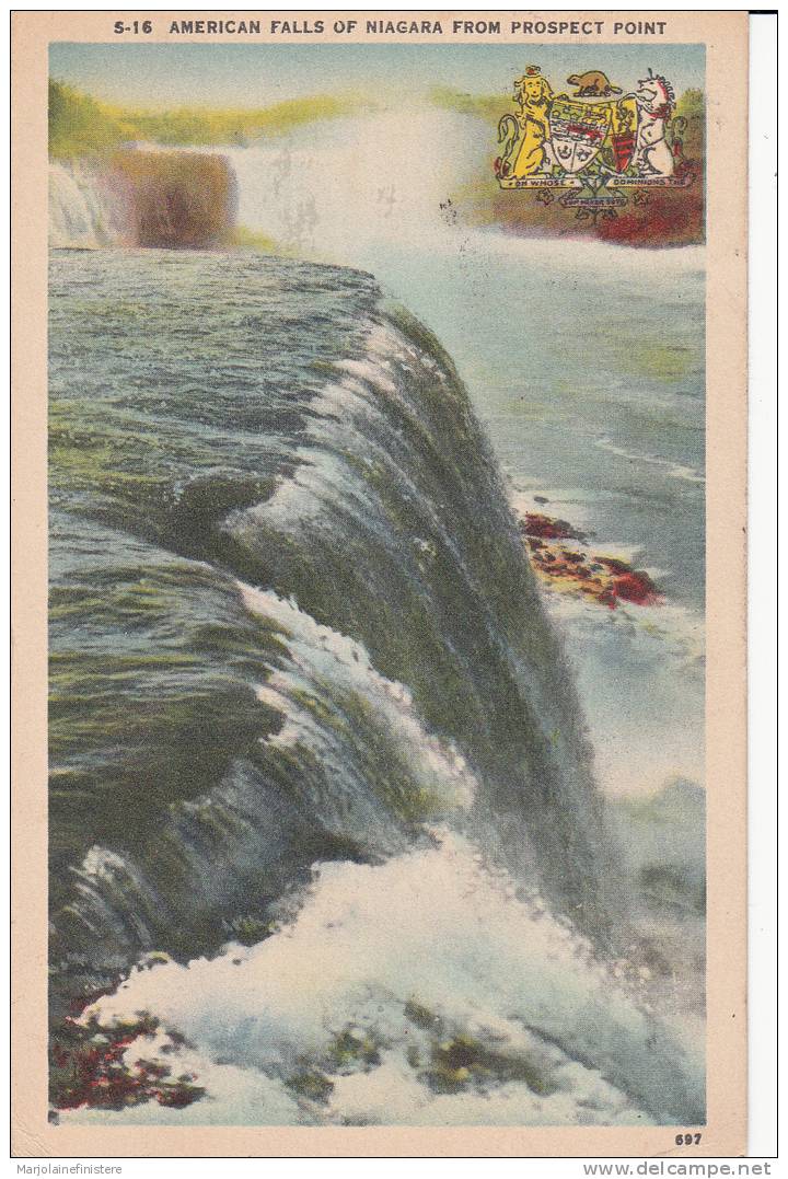 American Falls Of Niagara From Prospect Point. F. H. Leslie LTD. N° S-16 Voyagée 1938. - Chutes Du Niagara