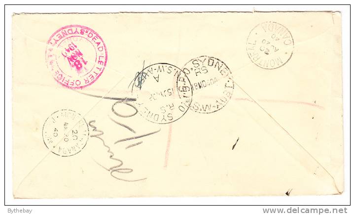 Australia Registered First Day Cover Sydney NSW To Saint Johns NL 1940 Returned To Sender - Covers & Documents