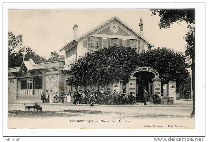 VAL  D' OISE  /  BEAUCHAMPS  /  PLACE  DE  L' EGLISE  ( Café-restaurant-billard  Maison  LEVILLAIN ) /  Edit.  LEVILLAIN - Beauchamp