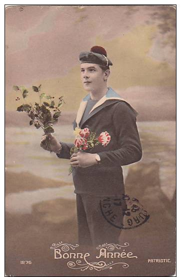 I -  Cpa Bonne Année - Patriotic (marin, Fleurs) - Patriotiques