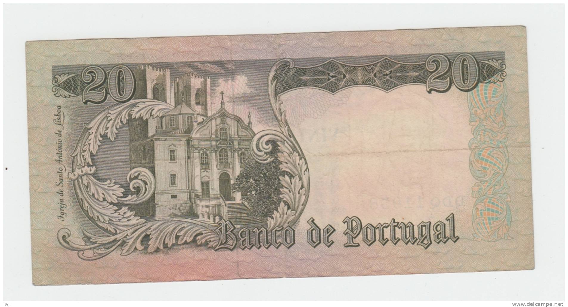 Portugal 20 Escudos 1964 VF++ CRISP Banknote P 16 - Portugal