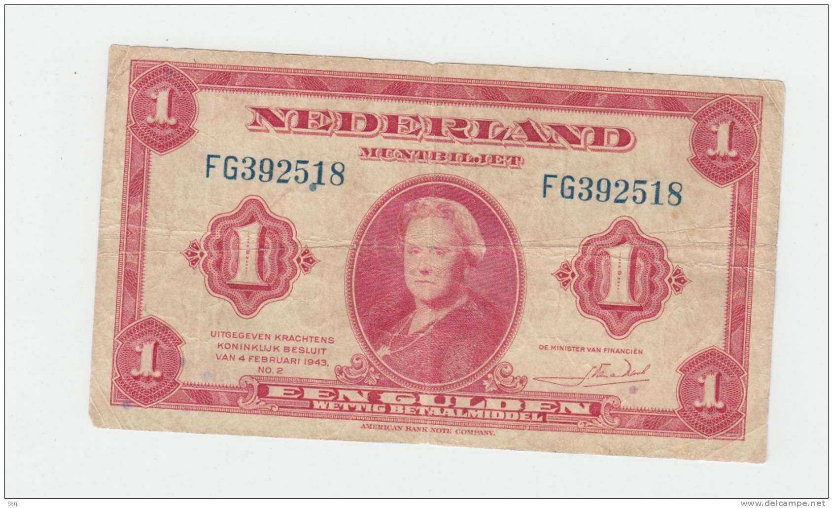 Netherlands 1 Gulden 1943 AVF P 64 - 1  Florín Holandés (gulden)