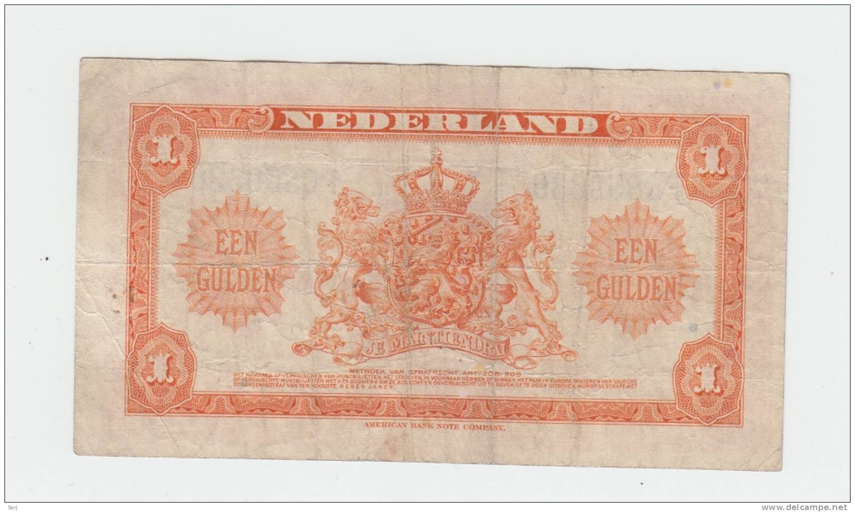 Netherlands 1 Gulden 1943 VF P 64 - 1 Gulden