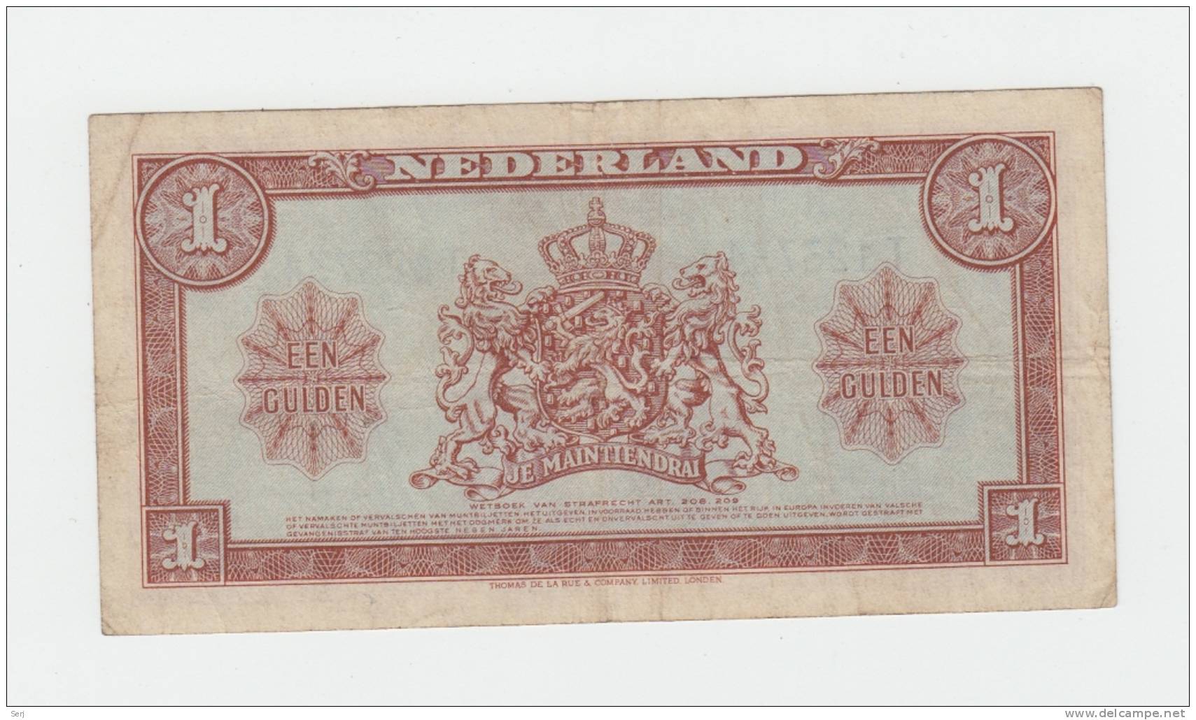 Netherlands 1 Gulden 1945 VF P 70 - 1 Gulden