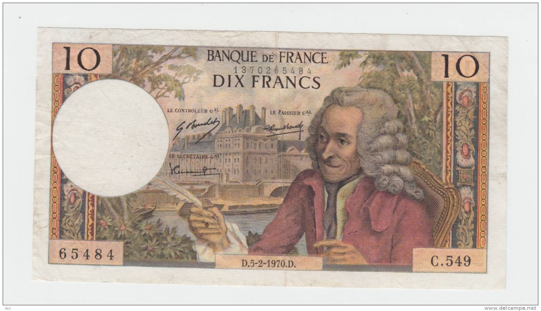 France 10 Francs 1970 VF++ P 147c 147 C - 10 F 1963-1973 ''Voltaire''