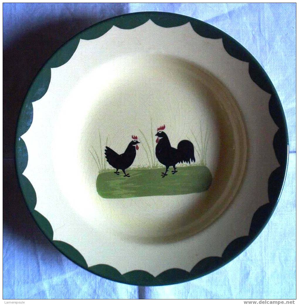 ZELLER - Assiette Ancienne Au Coq  - Old Rooster Wall Plate -  Alte Hahn TelleR - Zeller (DEU)