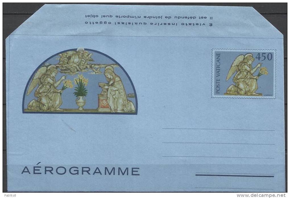 VATICANO - VATICAN - VATIKAN 1983 AEROGRAMMA ANNUNCIAZIONE DELLA VERGINE ANDREA DELLA ROBBIA INTERO POSTALE NUOVO - Entiers Postaux