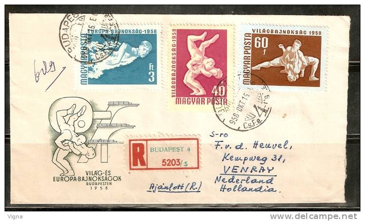 VAR100 - UNGHERIA - Busta El 1958 - Vilagbajnoksag 58 - Storia Postale