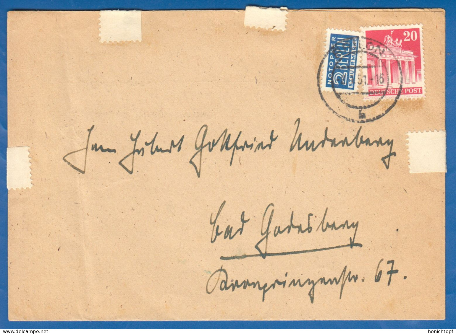 Deutschland; Bizone MiNr. 85 + Notopfer; Brilon 1951; Arztrechnung Als Brief - Lettres & Documents