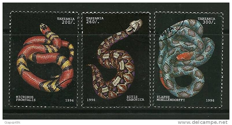 ● TANZANIA  - 1996 - SERPENTI - N. 1972 / 74  Usati - Cat. ? € - Lotto N. 622 - Snakes