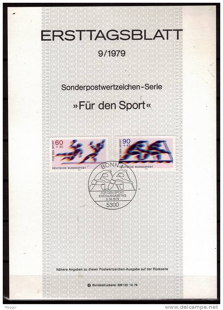 ALLEMAGNE  Carte  Notice 1er Jour  1979 Hand Ball Canoe - Balonmano