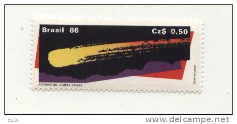 Mint Stamp Cometa Halley 1986 From Brazil - Amérique Du Sud