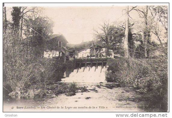 SORE (LANDES) LES CHUTES DE LA LEYRE AU MOULIN DE LA VILLE  1905 - Sore