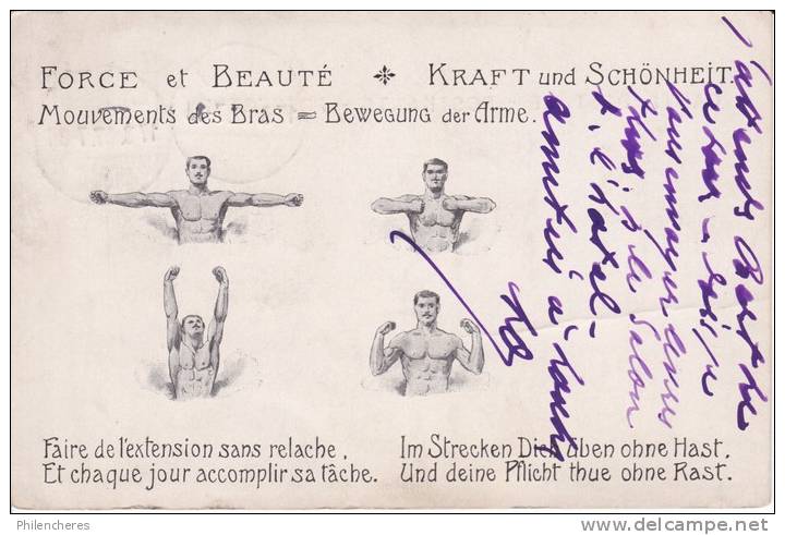 CPA - Sports - Force Et Beauté - Mouvements Des Bras - Faire De L´extension Sans Relachge, Et Chaque Jour Accomplir Sa.. - Gymnastics