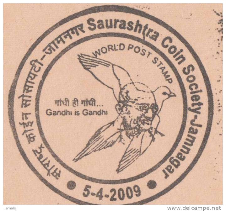 Mahatma Gandhi, Pigeon, Bird, Tiger, Postal Card With Special Postmark, India - Mahatma Gandhi