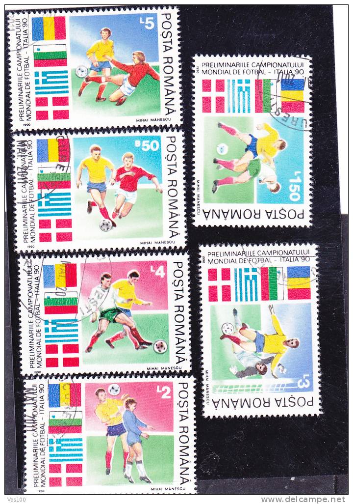 Romania 1990 Football Preliminary Italia,6 Stamps Full Set ,CTO,VFU. - 1990 – Italie