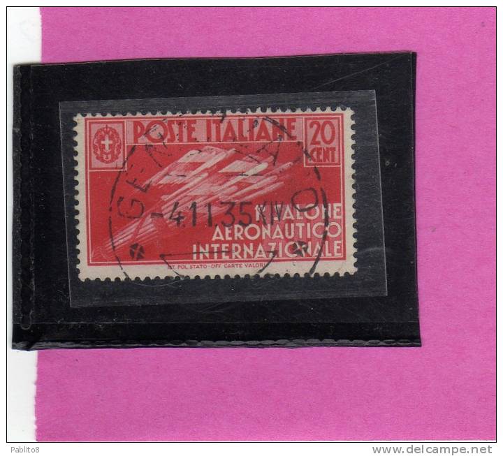 ITALIA REGNO ITALY KINGDOM 1935 SALONE AERONAUTICO CENTESIMI 20 TIMBRATO USED - Usati