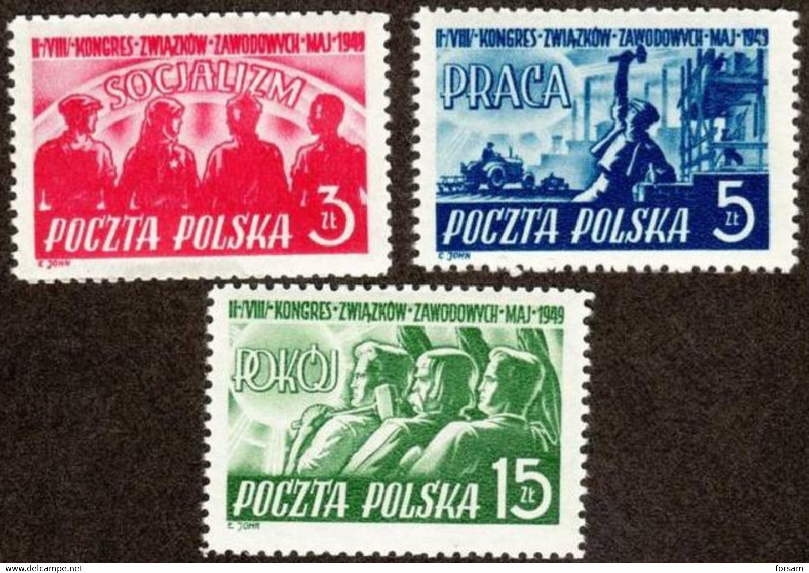 POLAND..1949..Michel # 527-529...MNH. - Neufs