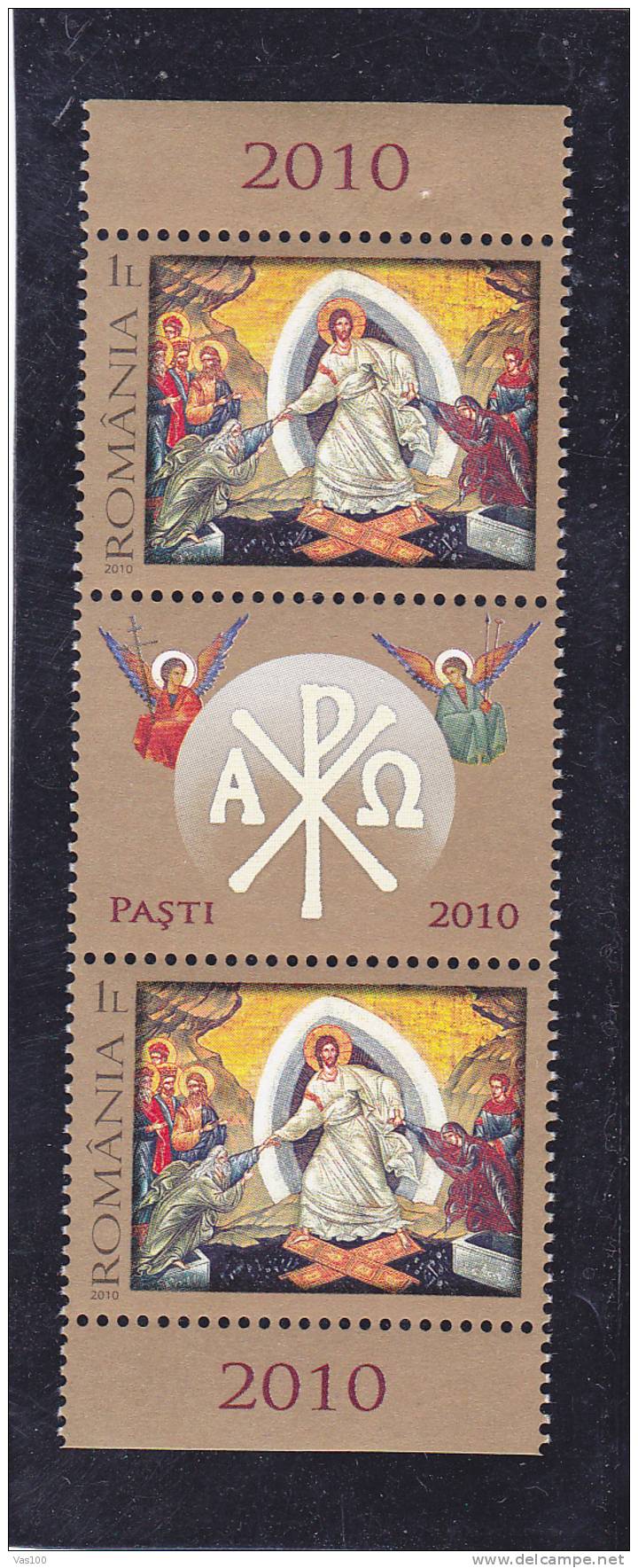 Easter,Pâques , 2010 MNH ** Stamps In Pair + Labels !,Romania. - Pâques