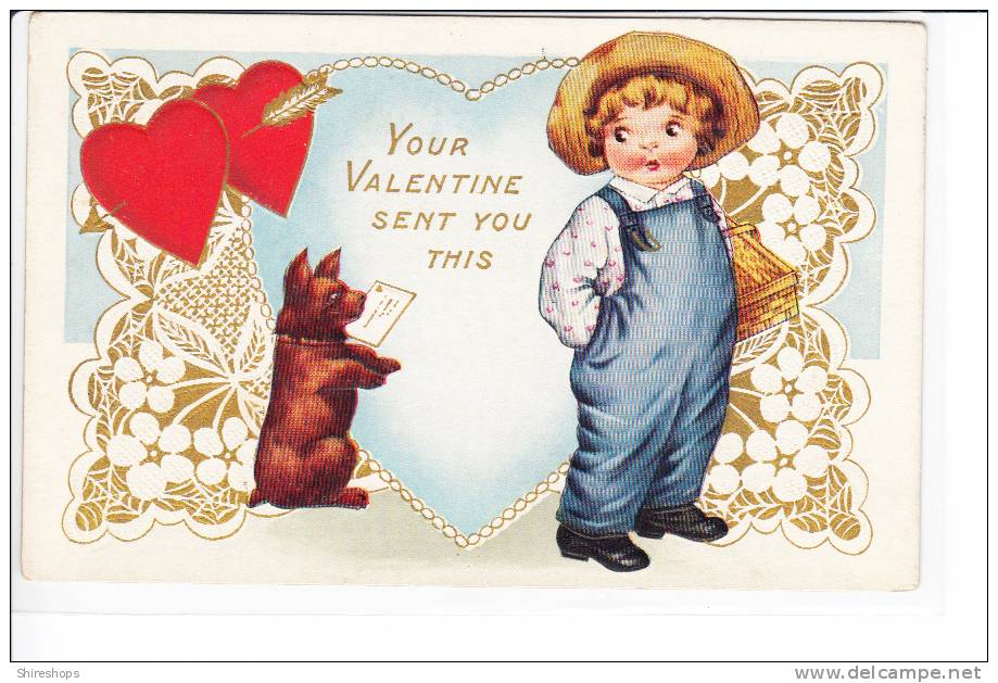 Valentine Greeting Child Boy Dog Puppy - Valentijnsdag