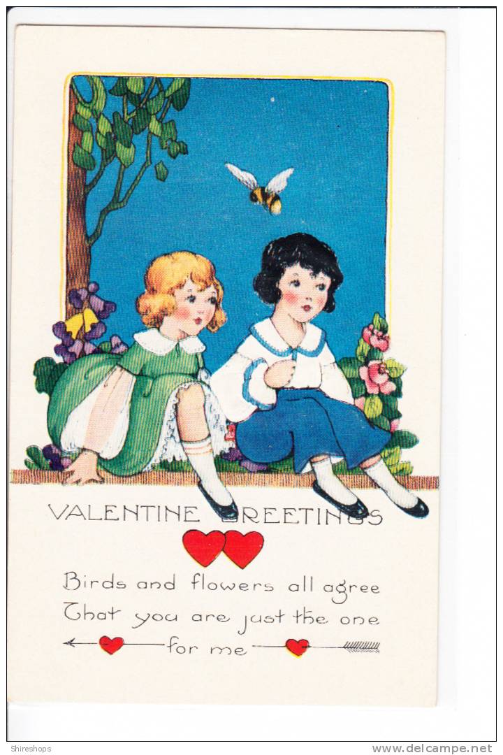 Valentine Greeting Child Children Girls Bee - Valentine's Day