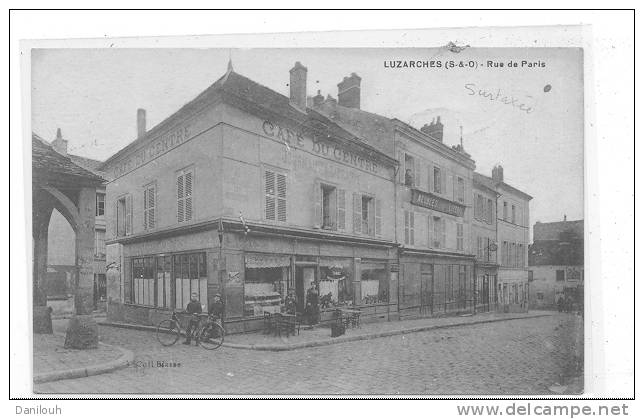 95 // LUZARCHES   Rue De Paris,  Café Du Centre  / Surtaxée - Luzarches