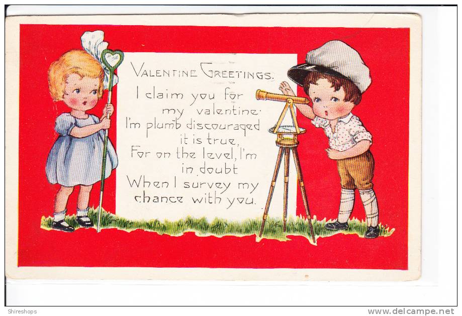 Valentine Greeting  Child Children Girl Boy Telescope Survey Level - Valentine's Day