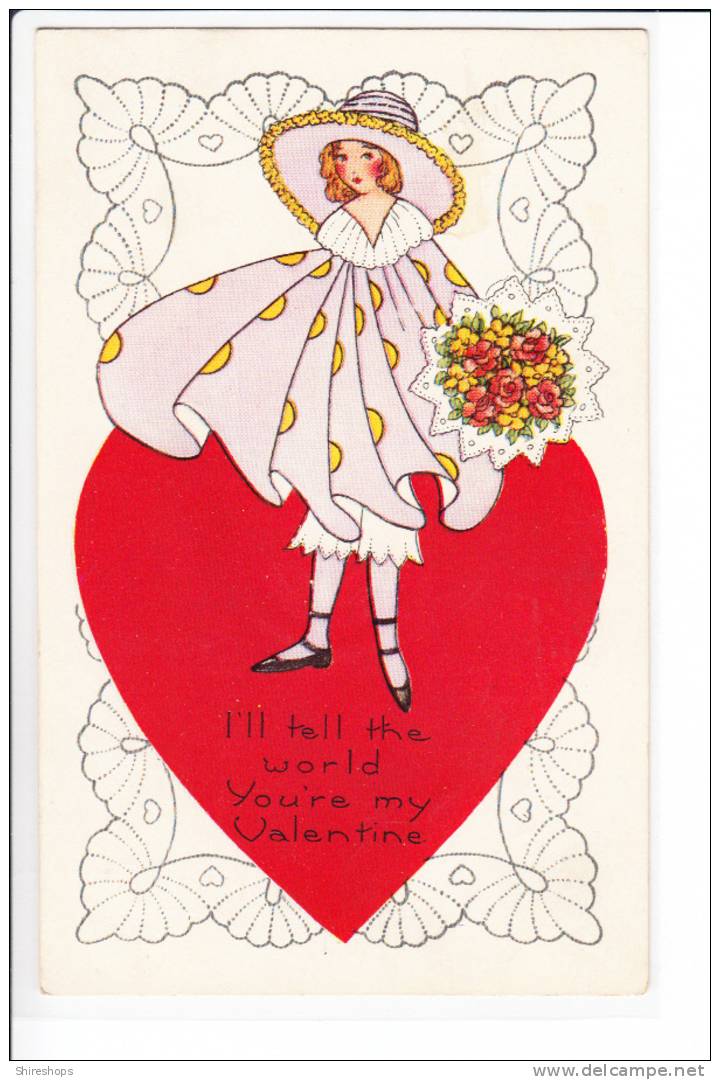 Valentine Greeting  Child Girl Large Heart - Valentijnsdag