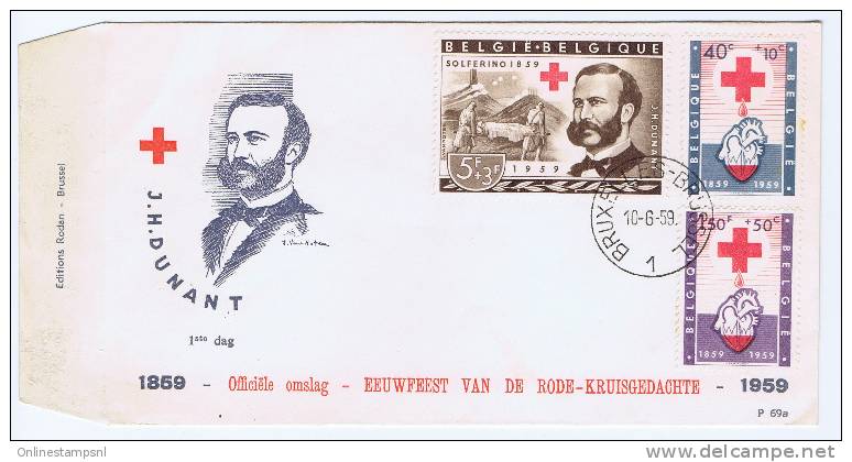 Belgie 1959 - FDC Rode Kruis - Croix Rouge - Henri Dunant - 1951-1960
