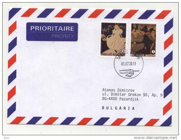 Mailed Cover (letter)   2011 From Belgium  To Bulgaria - Lettres & Documents