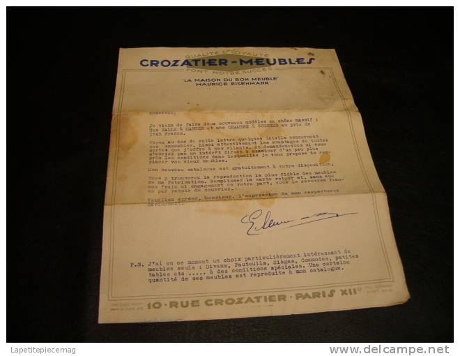 (AR1) Catalogue / Dépliant CROZATIER - MEUBLES, Années 1930 - Decorazione Di Interni