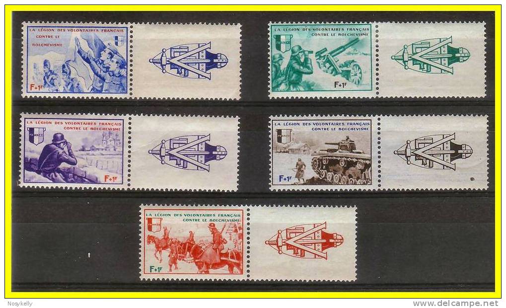 1941/2 -  Avion  - LVF* N°6/10  - Légion Etrangère  -  France - Guerre (timbres De)