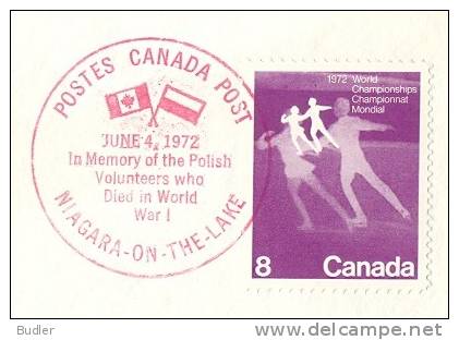 CANADA:1972:FDC With Illustrated Date Cancel:## In Memory Of The Polish Volunteers Who Died In World War I ##,NIAGARA-on - Gedenkausgaben