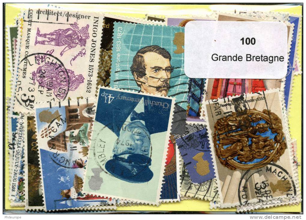 100 Timbres Grande Bretagne - Collezioni