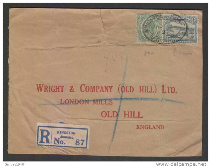 JAMAICA  1929 REGISTERED Cover To England...OPENED OUT On THREE SIDES #25283 - Jamaique (1962-...)