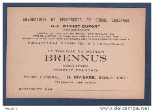 CARTE ANCIENNE LABORATOIRE DE RECHERCHES DE CHIMIE GENERALE MICHOT DUPONT A FONTAINE CHAALIS - RIVIERRE A SENLIS OISE - Cartes De Visite